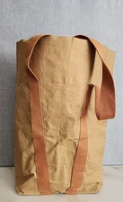 Trader Joe's Washable Brown Paper Tote Bag Shopping Grocery Reusable XL