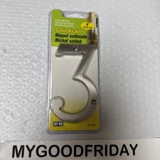 Hy-Ko Address House# Satin Nickel 4" Number 6