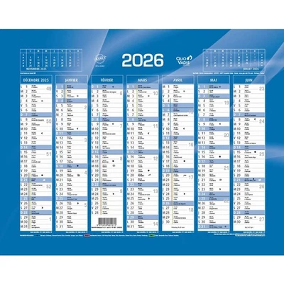 QUO VADIS 1 Calendrier de banque 2026 Format : 22x27cm bleu Neuf. - Photo 1/4