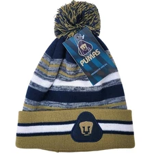 Pumas UNAM Official Navy Gold Pom Knit Beanie Hat Liga MX Futbol Soccer NWT