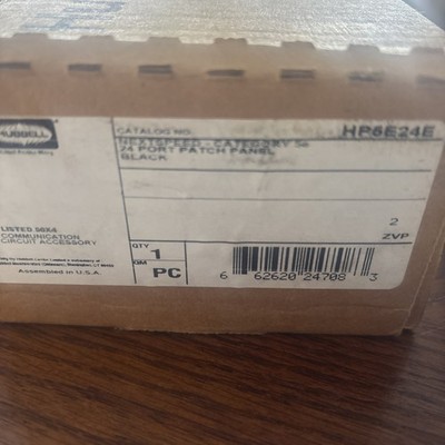 Hubbell HP5E24E 24 Port Patch Panel Category 5e Universal Eco BLACK 