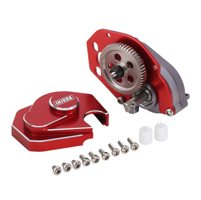 INJORA CNC Aluminum Complete Transmission Gearbox Red for Axial AX24 SCX24-130RD