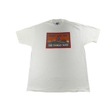 Vintage Wells Fargo Shirt Men XL White Train Banking Tee Hanes Single Stitch 90s