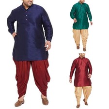 Men's Plus Size Kurta Dhoti Bottom Set Indian Ethnic Designer Traditional Wear