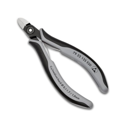 KNIPEX Präzisions-Elektronik-Seitenschneider ESD 125mm ohne Facette, runder Kopf