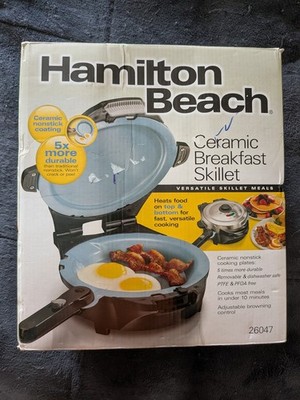 Hamilton Beach Ceramic Breakfast Skillet 26047 Non Stick - Heats Top And Bottom 