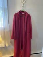 L.L. Bean Women's Fleece Zip Robe Red Collared Long Sleeve XS