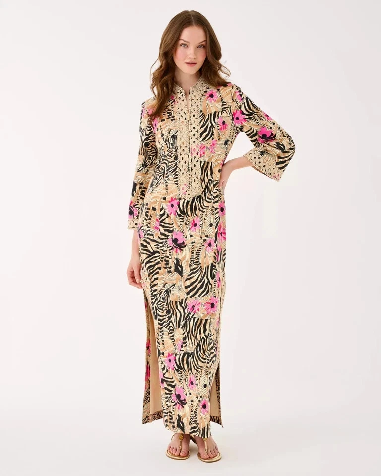 NWT Lilly Pulitzer Shealyn Stretch Maxi Caftan Rutabaga El Morocco Full Size. !! - Image 2 of 4