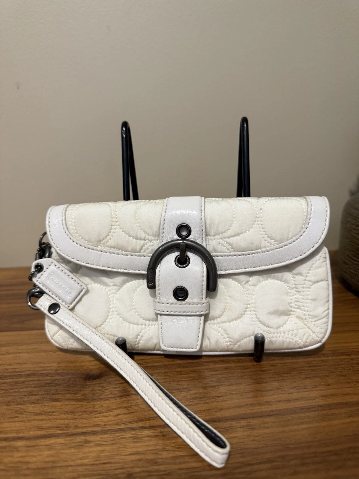 Bracciale Coach Signature C trapuntato in nylon e pelle
