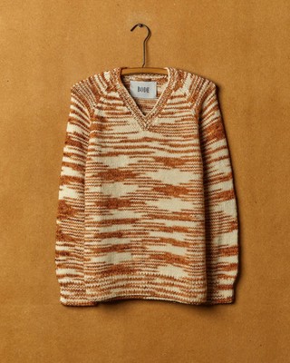 Bode FW21 Tan & Off-White Mystic Hand-Knit V-Neck Sweater