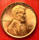 1947-P Lincoln Wheat Cent Penny GEM RED BU From an Original Bank Roll