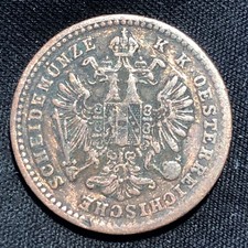 1858-V Austria 1 Kreuzer Copper Coin - Key Date/Mintmark - VF+ (Very Fine)