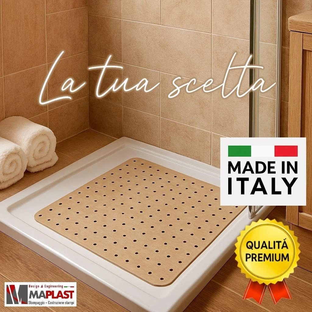 Tappetino da doccia antiscivolo bianco, tappetino da bagno antiscivolo 60x60 cm con scarico, tappetino da bagno in luffa morbida in PVC per il bagno, | Leroy Merlin