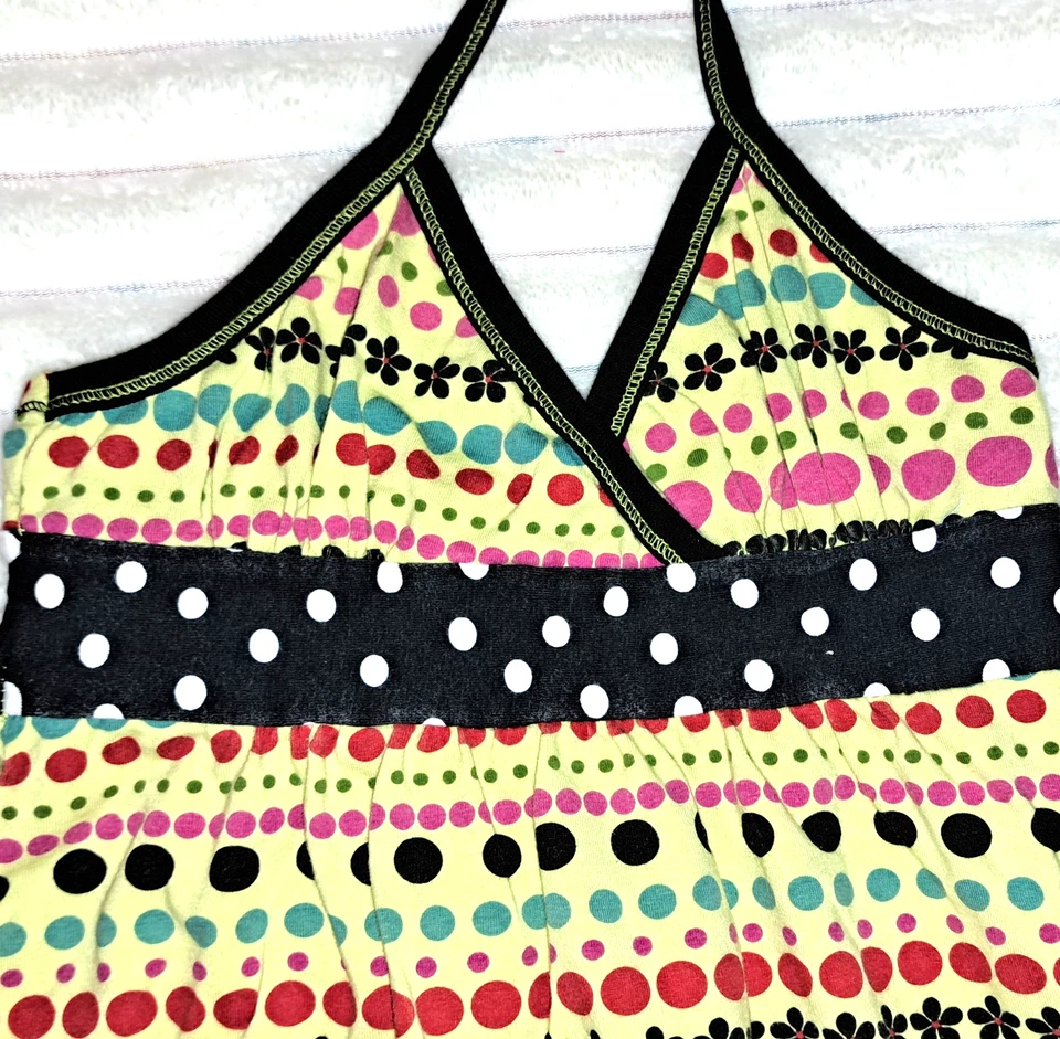 Niñas De Colección MIS-TEE-V-US Boutique Maxi Vestido 7 8 Amarillo Lunares Algodón Tejido Años 90 Foto 3 de 4