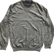 HARMONT BLAINE MEN'S V-NCK PULLOVER SWEATER WOOL GRAY LARGE ITALY - MEDIUM US