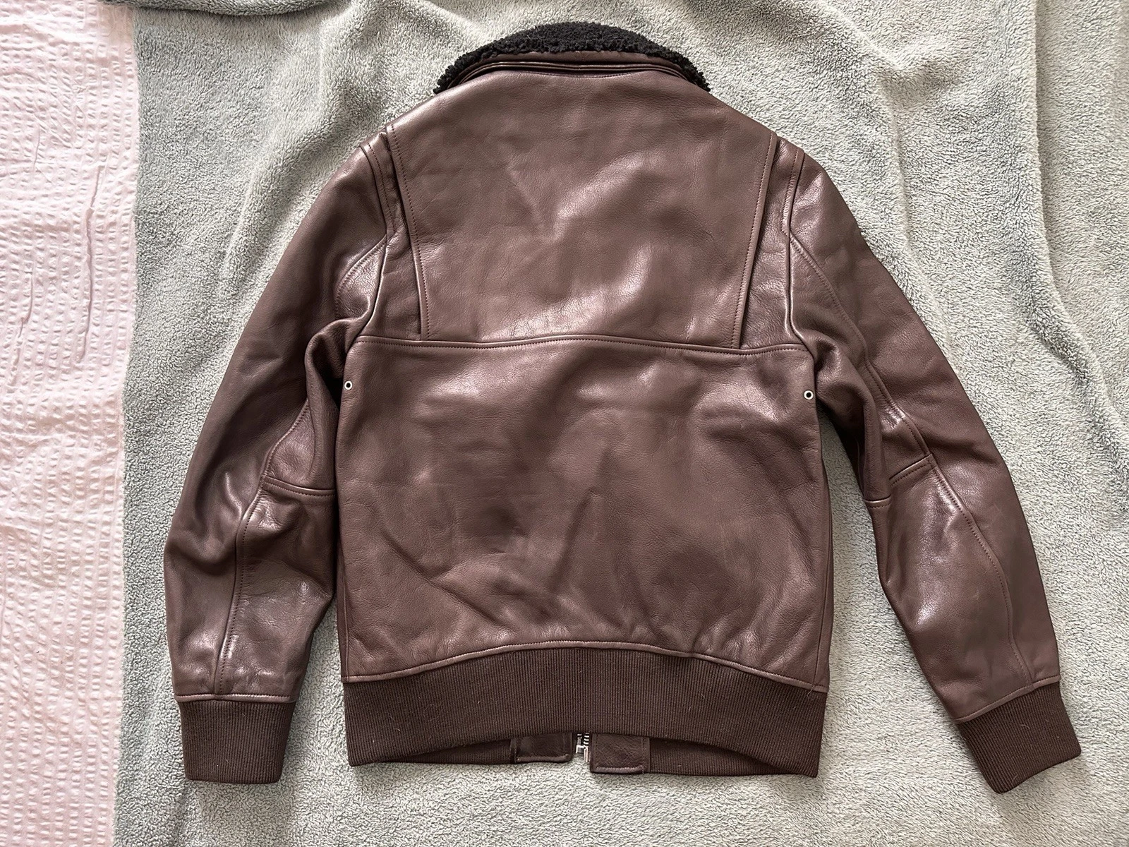 Acne Studios ABEL PWWF Leather Shearling Bomber Jacket Brown Men’s 46/small image 6