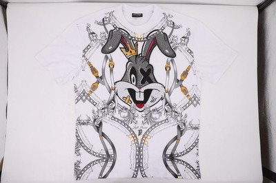 NEW Left Point Mens White Graphic T-Shirt Rhinestone Rabbit Design Size XL
