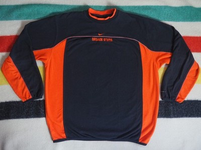 VTG Y2k 2000s Nike OSU Oregon State Beavers Orange Gray Logo Fleece Pullover XL