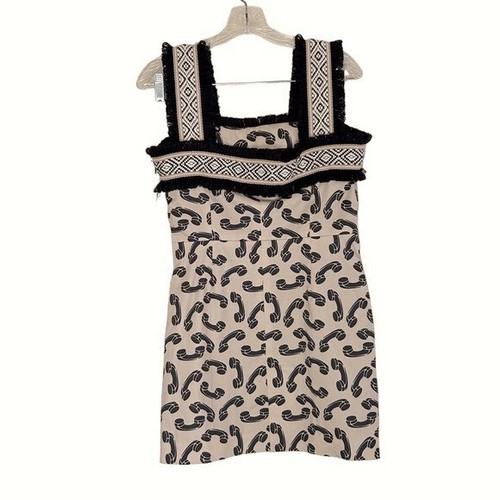 AUTUMN ADEIGBO PINK TELEPHONE PRINT SAMPLE MINI DRESS SIZE 4 - Picture 2 of 9