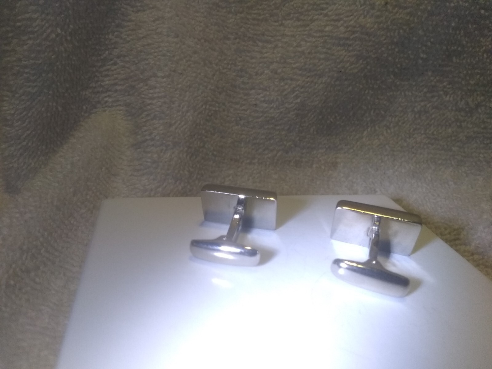 Purple Cufflinks Rectangle 4 Section Pattern Silv… - image 4