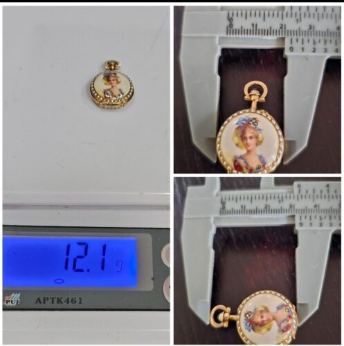 Antique Art Nouveau 18k Gold Diamond Pearl Enamel Pocket Watch Pendant- Estate - Picture 23 of 23