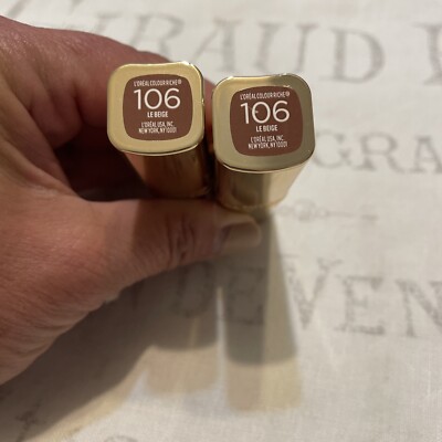 2~ Loreal COLOUR RICHE #106 LE BEIGE Lipstick Moisturizing 0.13oz HTF NEW HTF