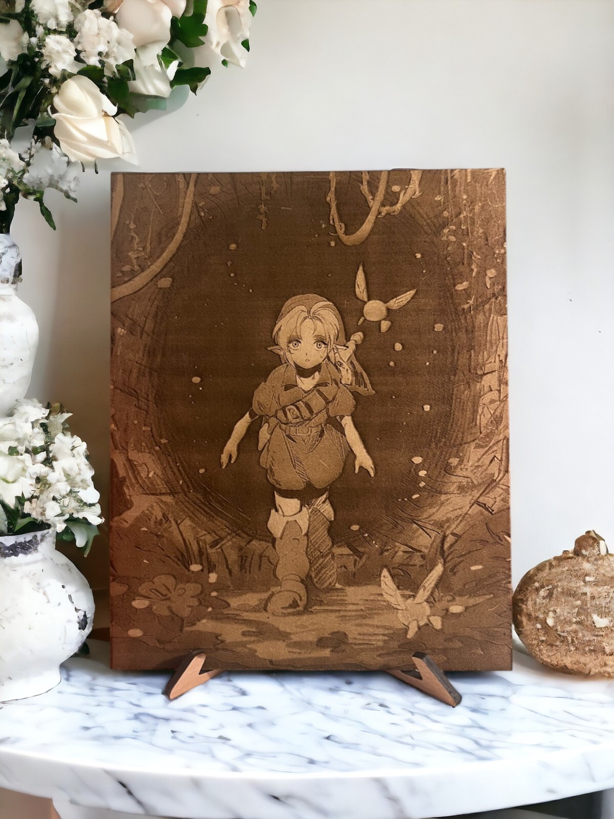 Gravure sur bois Zelda Link - Poster mural rigide durable qui ne se froisse pas
