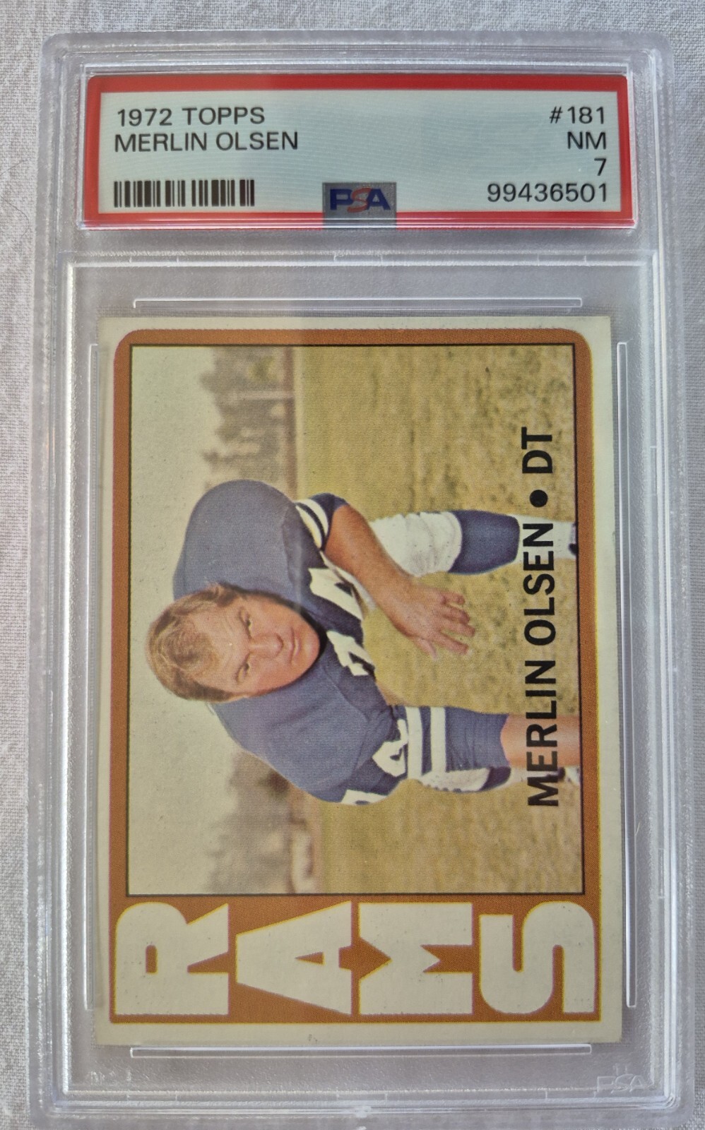 1972 Topps Football #181 Merlin Olsen Los Angeles Rams PSA 7 NM NFL strong card