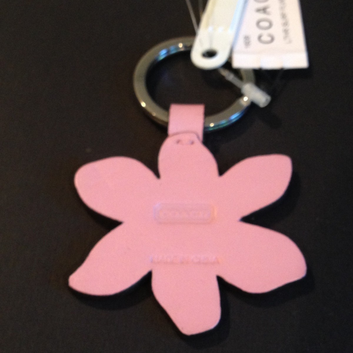 COACH Leather Flower Keychain Fob Pink and White NWT | eBay