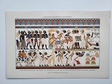 Old Vintage Antique Print 1901 Ancient Egyptian Painting Nubian Chieftains