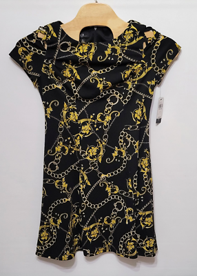 AGB Size 12 Black & Gold Damask Chain Print Dress New w/Tags | eBay