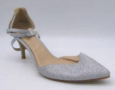 JG Luela Sliver Sparkly Synthetic Heels Women's Size 8.5 Strappy Ankle Straps