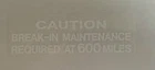 HONDA CX500 CX500T TURBO TACHOMETER BREAK-IN CAUTION WARNING DECAL