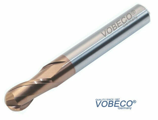 VHM Radiusfräser Schaftfräser Z2 TiSiN  Kugelkopffräser HPC Fräser VOBECO - Bild 2 von 3