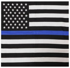 Lot of 6 USA Thin Blue Line Police 22"x22" Cotton Bandanna Face Mask