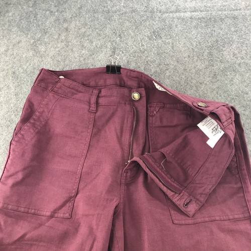 Cosmic Blue Love Pants Womens Sz 33" Waist Burgundy Utility Crop Casual Stretch - 第 5/13 張圖片