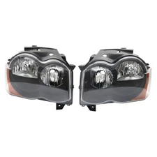 Left&Right Side Headlights Headlamps Black For Jeep Grand Cherokee 2008 2009 10