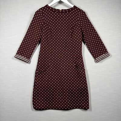 Boden Dress Womens 4 Burgundy Polka Dot Pockets Chic Classic Minimalist  Money | eBay