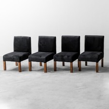 SET 4 SEDIE VELLUTO NERO LEGNO DESIGN ANNI ’70 VINTAGE MODERNARIATO