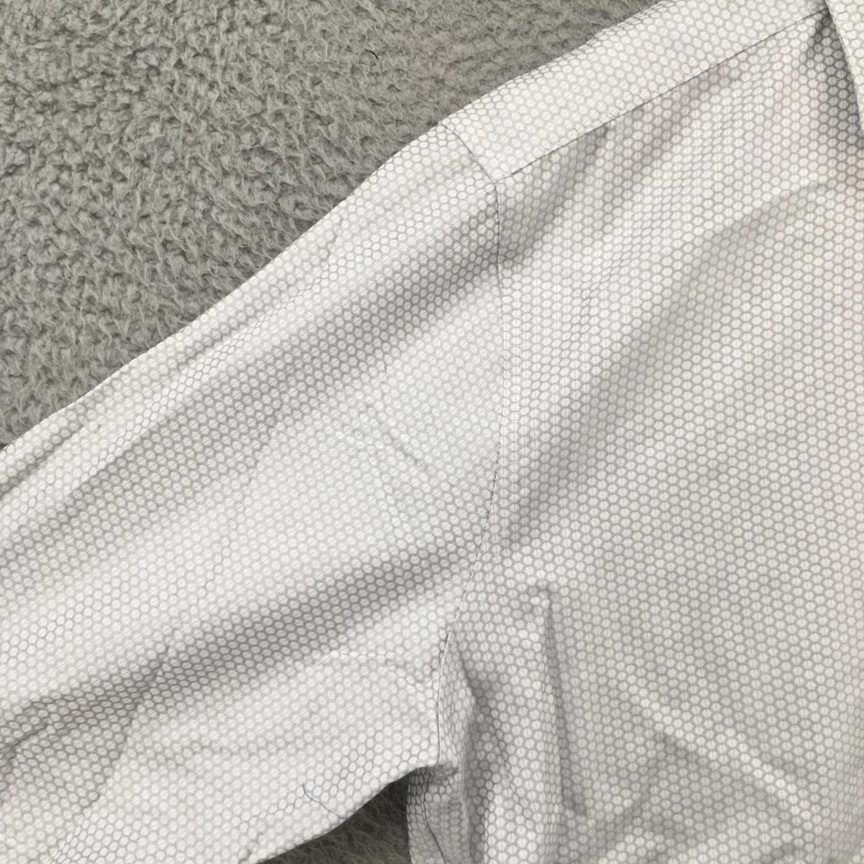 Calvin Klein Dress Shirt Mens L Silver White Cotton Slim Fit Non Iron Button Up - Image 4 of 4