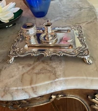 Corbell & Co. 1960s  Inkwells candle holder Marked , missing one ink well