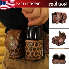 TOURBON Leather Revolver Double Speed Loader Belt Pouch for 38 Special/.357 US