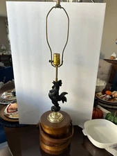 Vintage Lane Company Ceramic Rooster Sugar Basket Faux Firkin Bucket Lamp 29”H