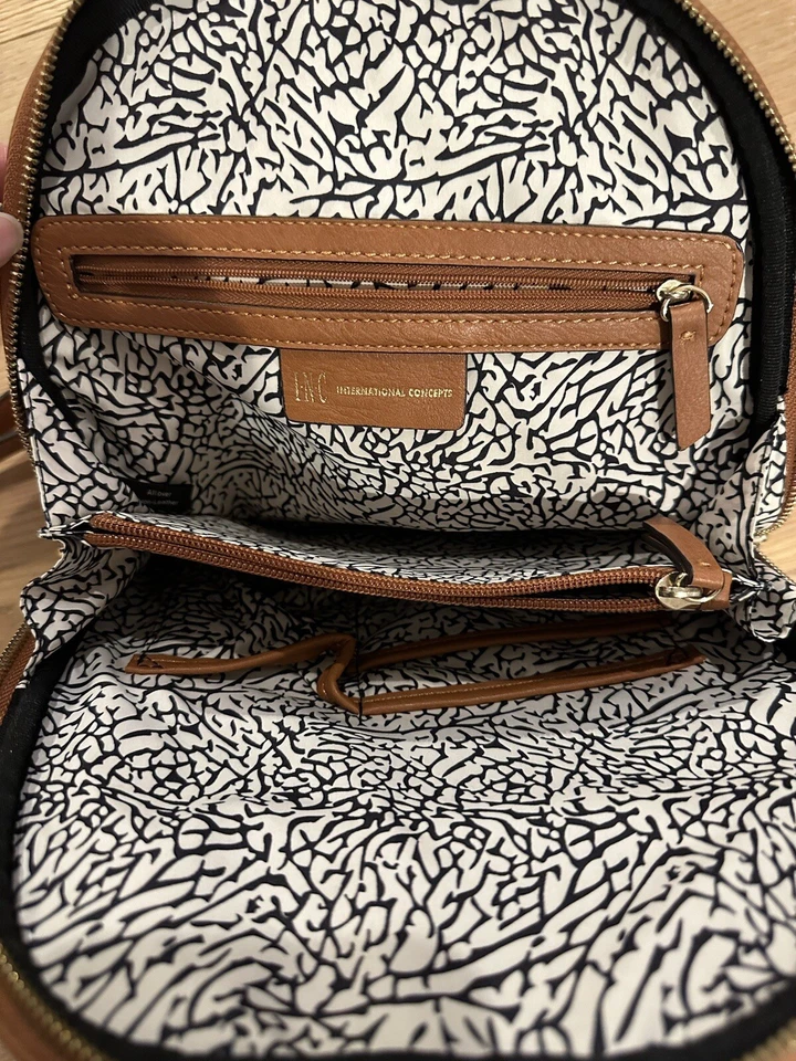 Cartera Mochila Farrah Inc Camel Marrón Imitación Cuero Foto 3 de 3