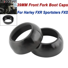 2PCS Front Fork Boot Cap Covers 39mm Black For Harley Sportster XL Dyna FXR FXD