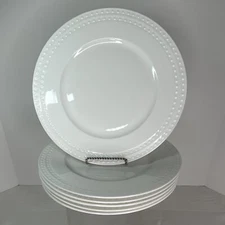 Gibson Elite Dinner Plate set of 6 Bone China white embossed edge 10.75"