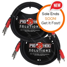 2 Pack Pig Hog PD-R1406 Solutions Dual RCA (M) to Dual 1/4" Mono (M) 6FT Cable