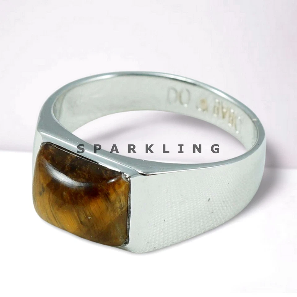` Tiger's Eye Oval Cut With 925 Sterling Silver Ring For Men's #D427 - Image 4 of 4