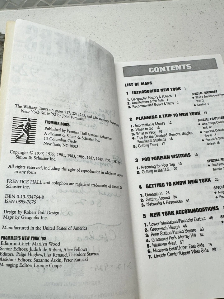 Полный путеводитель Frommer's по Нью-Йорку 92 городу 1992 Нью-Йорк книги Фроммера США - Изображение 3 из 4