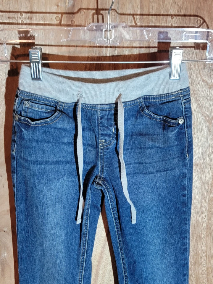 justice pull on jeans girls size 10 skinny drawstring stretch elastic waist blue - Image 2 of 4